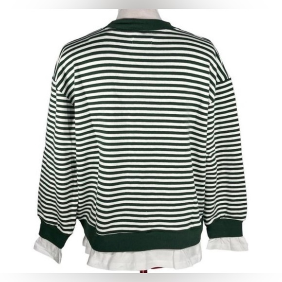 CALI BE Dark Green Off white
Horizontal Stripe Oversized
Crew neck Pullover S - Picture 3 of 10